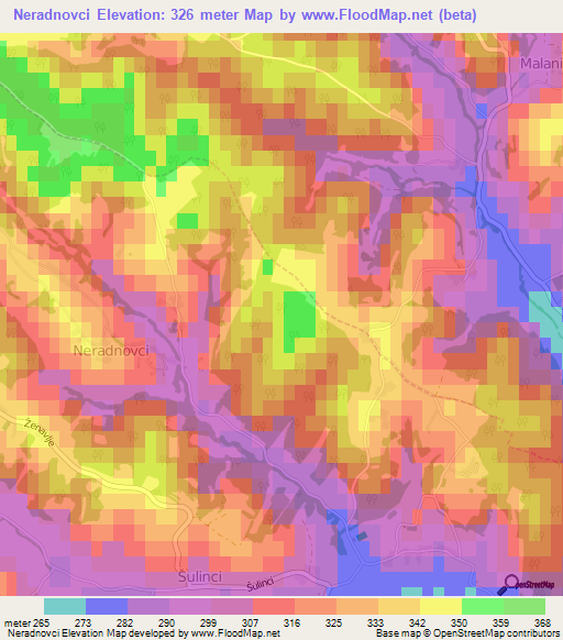 Neradnovci,Slovenia Elevation Map