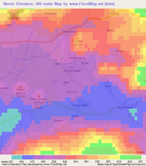 Neoric,Croatia Elevation Map