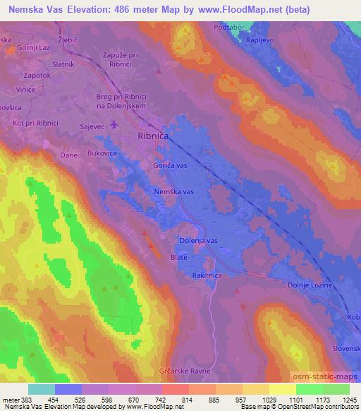 Nemska Vas,Slovenia Elevation Map