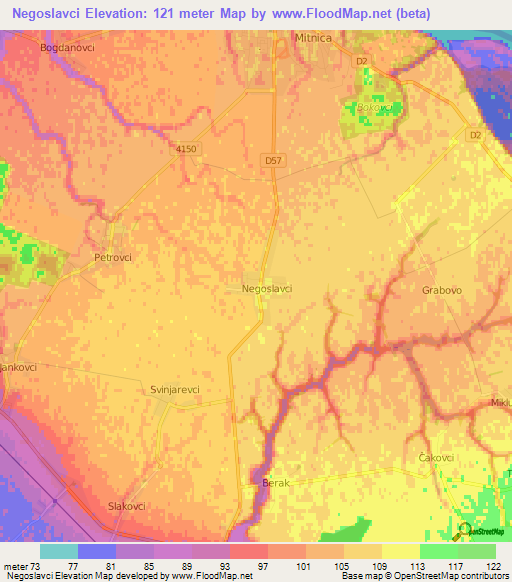 Negoslavci,Croatia Elevation Map