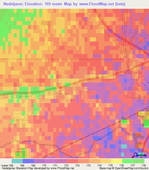 Nedeljanec,Croatia Elevation Map