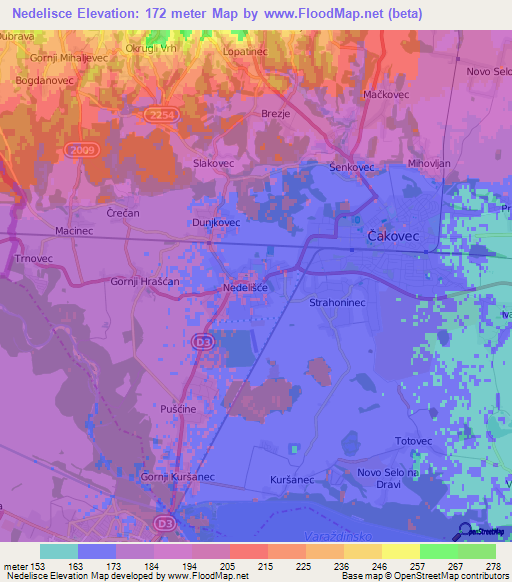 Nedelisce,Croatia Elevation Map
