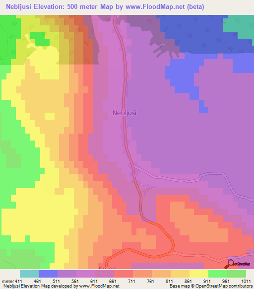 Nebljusi,Croatia Elevation Map