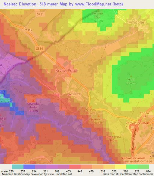 Nasirec,Slovenia Elevation Map