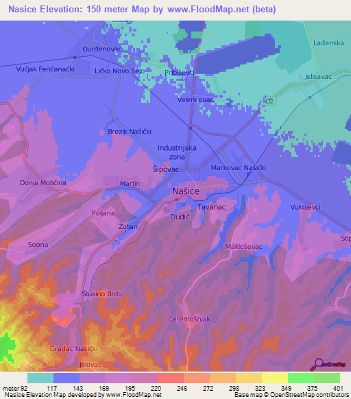 Nasice,Croatia Elevation Map