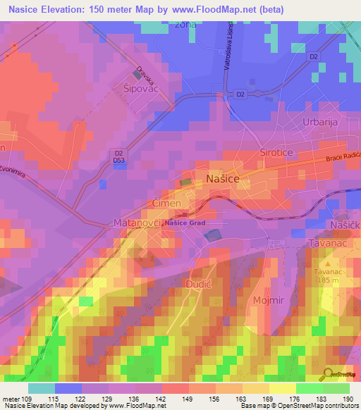 Nasice,Croatia Elevation Map