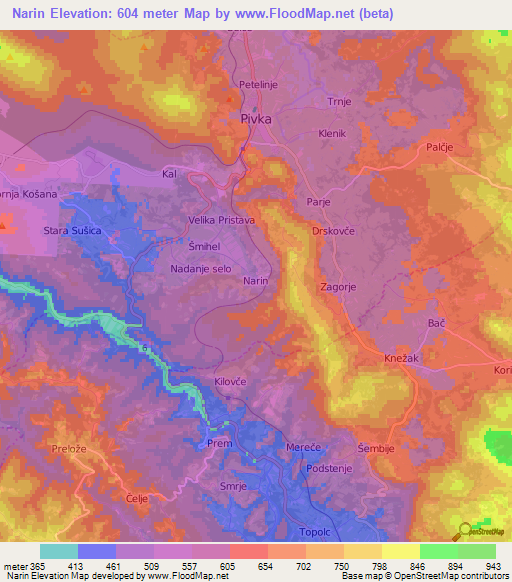 Narin,Slovenia Elevation Map