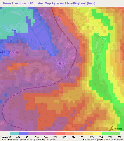 Narin,Slovenia Elevation Map