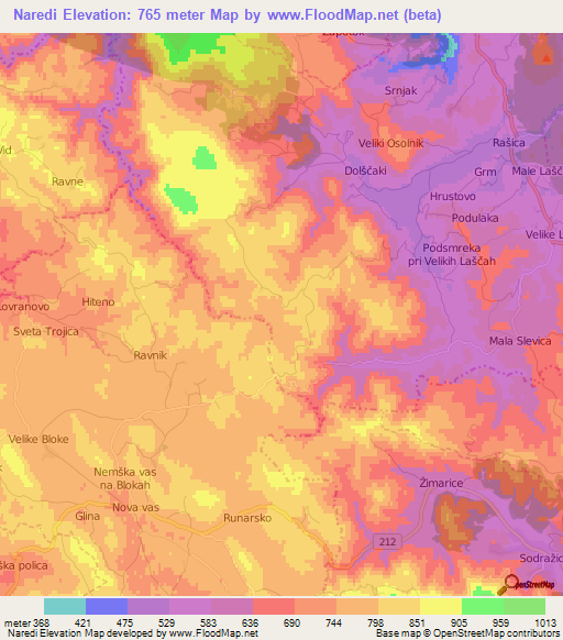 Naredi,Slovenia Elevation Map