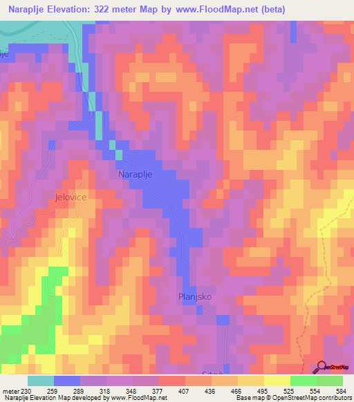 Naraplje,Slovenia Elevation Map