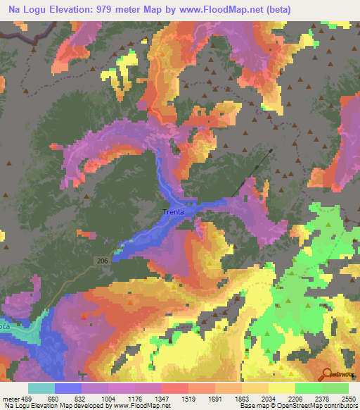 Na Logu,Slovenia Elevation Map