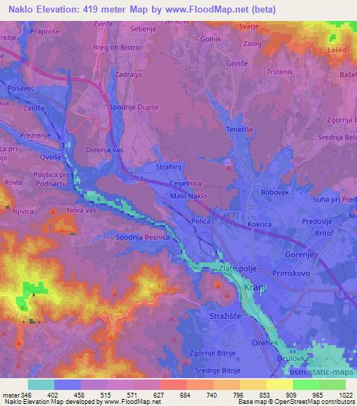 Naklo,Slovenia Elevation Map