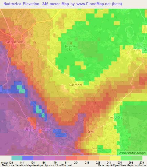 Nadrozica,Slovenia Elevation Map