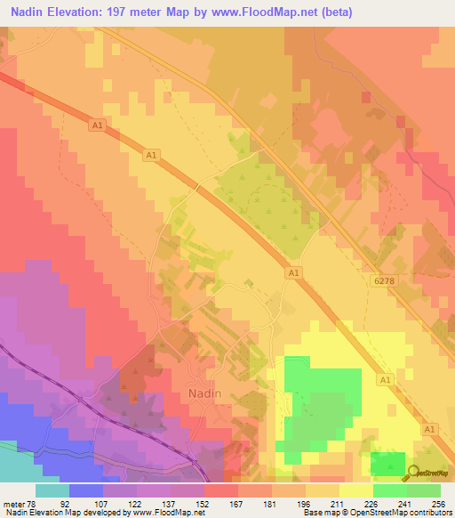 Nadin,Croatia Elevation Map