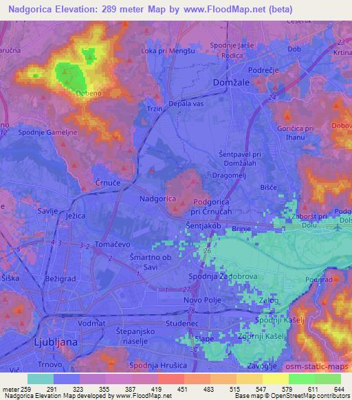 Nadgorica,Slovenia Elevation Map