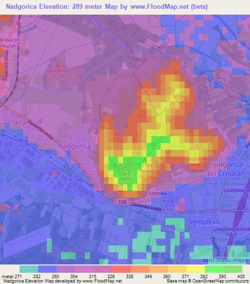 Nadgorica,Slovenia Elevation Map