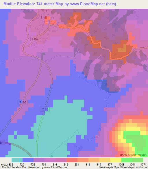 Mutilic,Croatia Elevation Map