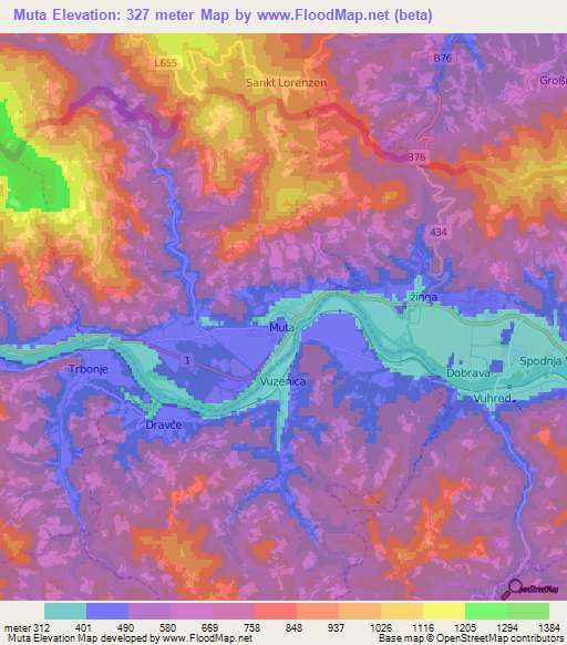 Muta,Slovenia Elevation Map