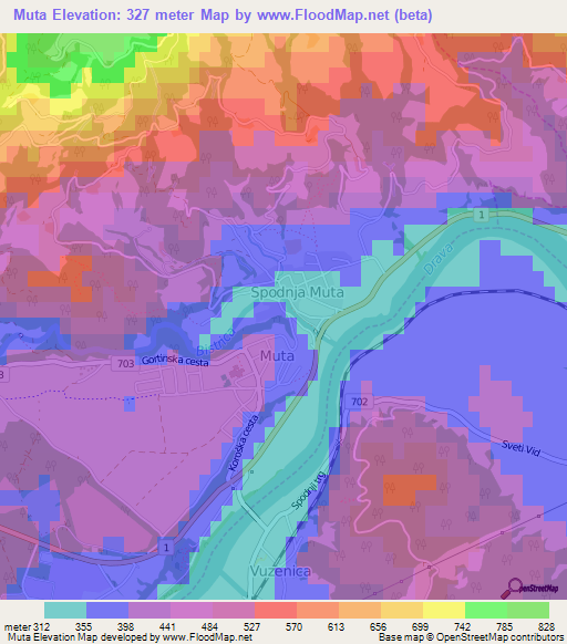 Muta,Slovenia Elevation Map