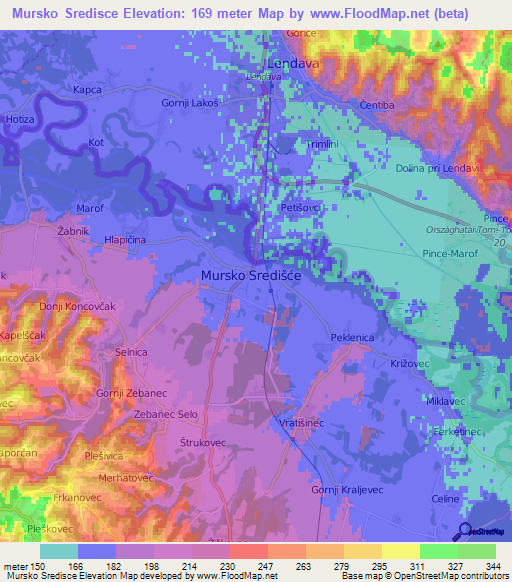 Mursko Sredisce,Croatia Elevation Map