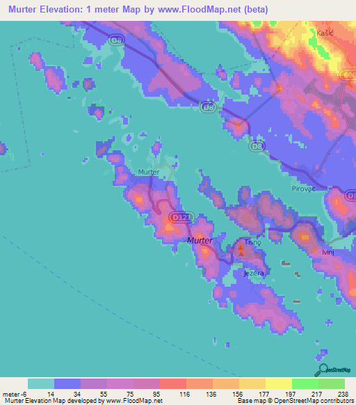 Murter,Croatia Elevation Map