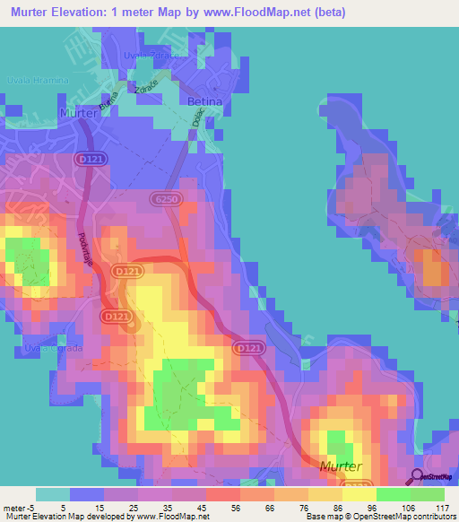 Murter,Croatia Elevation Map