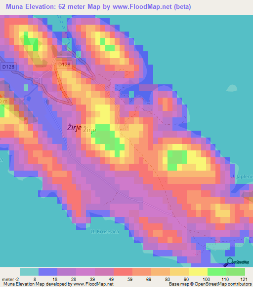 Muna,Croatia Elevation Map