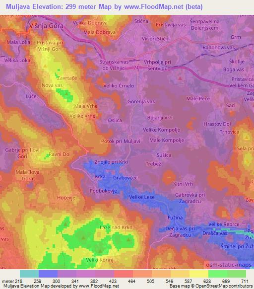 Muljava,Slovenia Elevation Map