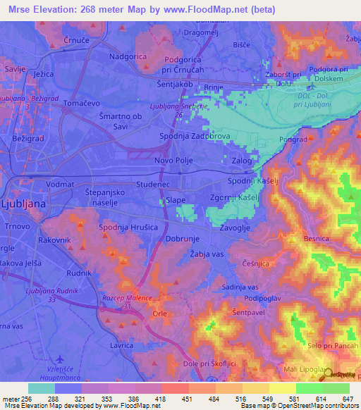 Mrse,Slovenia Elevation Map