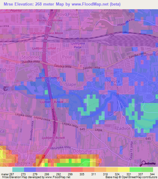 Mrse,Slovenia Elevation Map