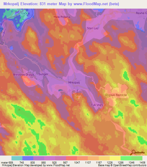 Mrkopalj,Croatia Elevation Map