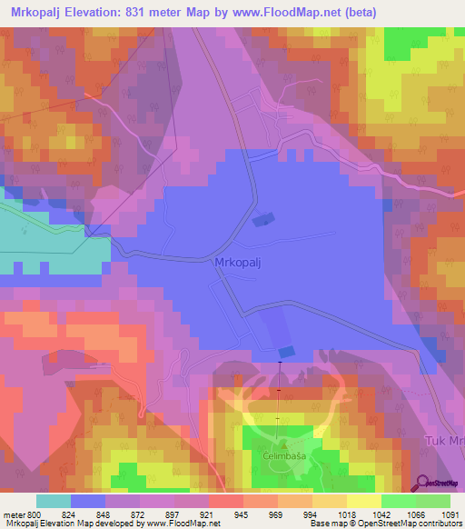 Mrkopalj,Croatia Elevation Map