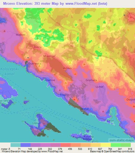 Mrcevo,Croatia Elevation Map