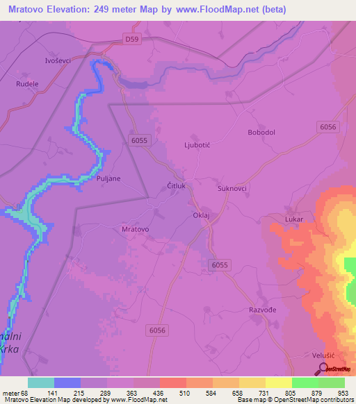 Mratovo,Croatia Elevation Map