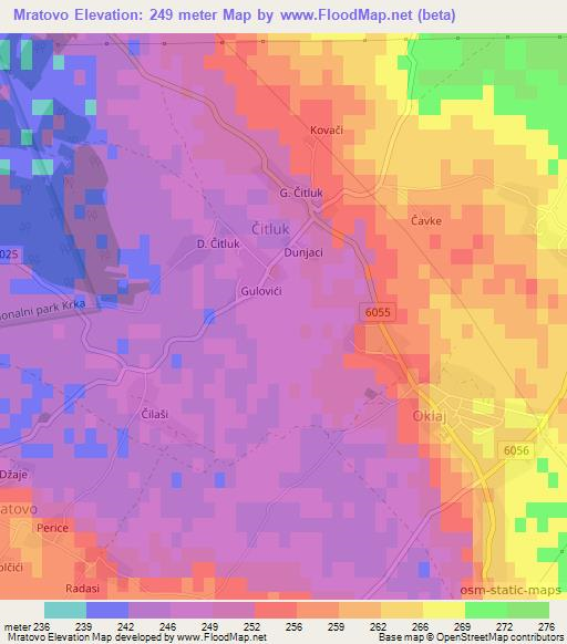 Mratovo,Croatia Elevation Map