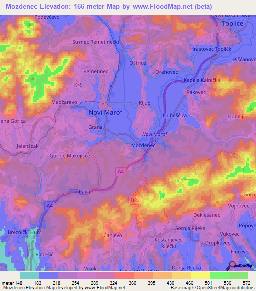Mozdenec,Croatia Elevation Map