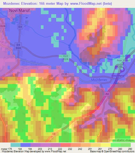 Mozdenec,Croatia Elevation Map