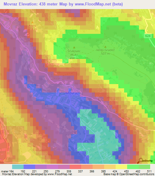 Movraz,Slovenia Elevation Map