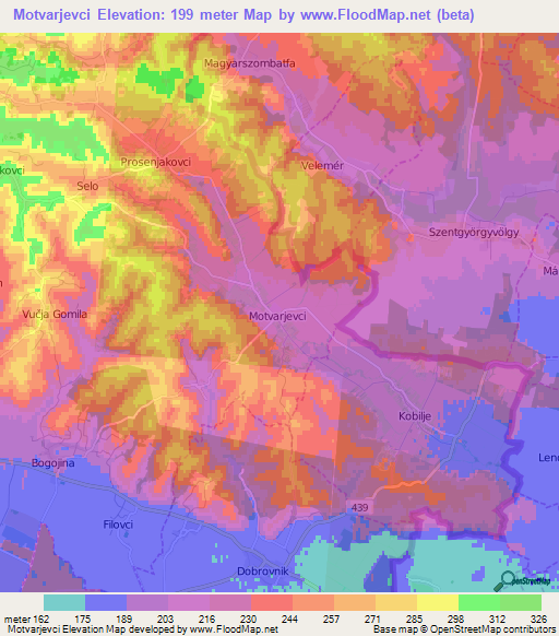 Motvarjevci,Slovenia Elevation Map