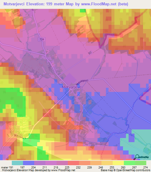 Motvarjevci,Slovenia Elevation Map