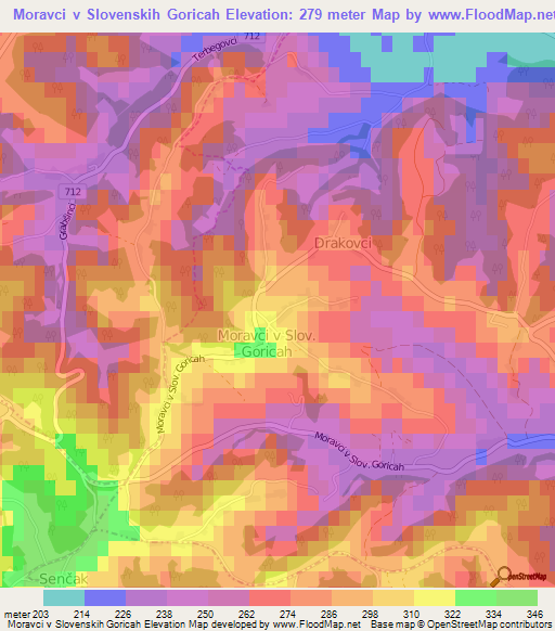 Moravci v Slovenskih Goricah,Slovenia Elevation Map