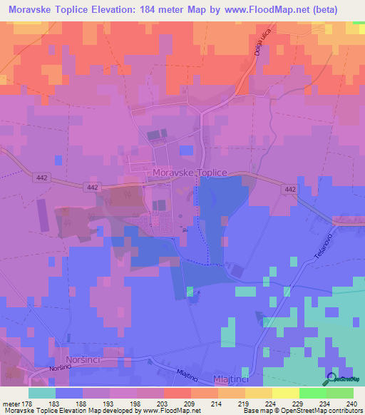 Moravske Toplice,Slovenia Elevation Map