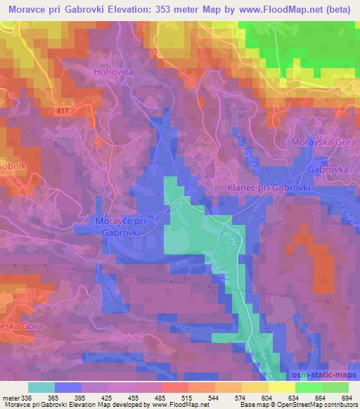 Moravce pri Gabrovki,Slovenia Elevation Map