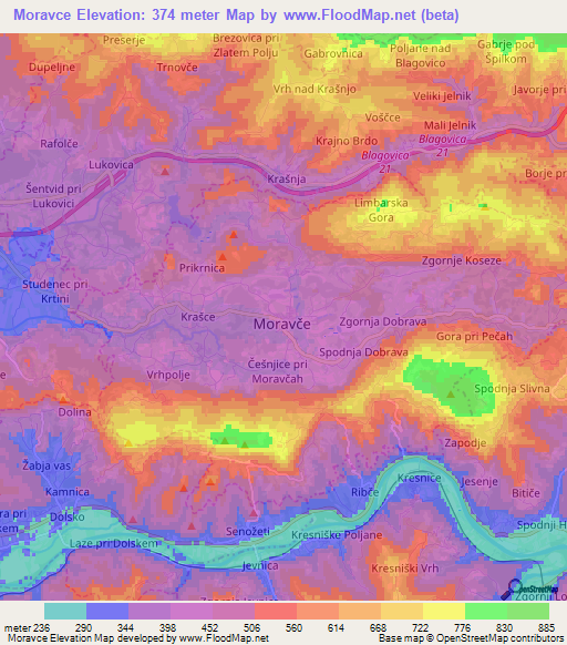 Moravce,Slovenia Elevation Map