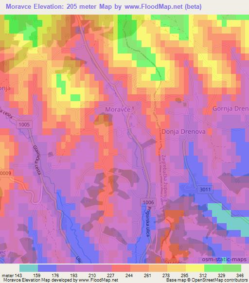 Moravce,Croatia Elevation Map