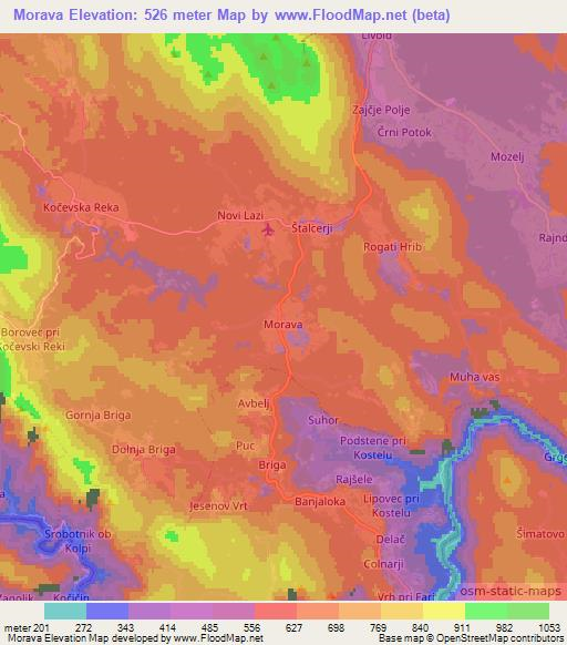 Morava,Slovenia Elevation Map