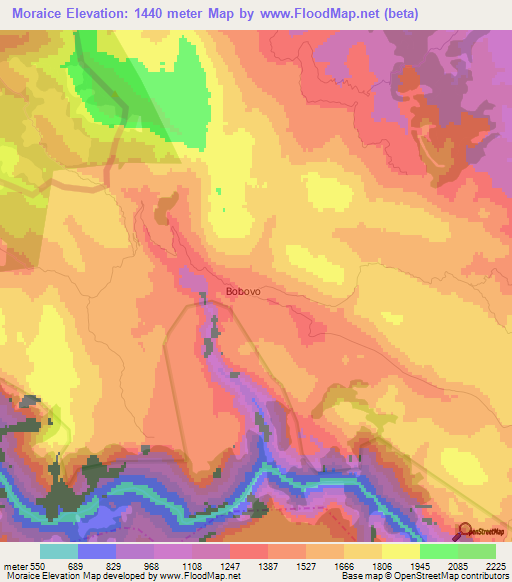 Moraice,Montenegro Elevation Map