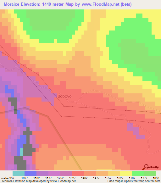 Moraice,Montenegro Elevation Map