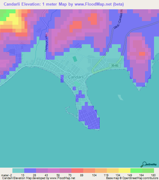 Candarli,Turkey Elevation Map