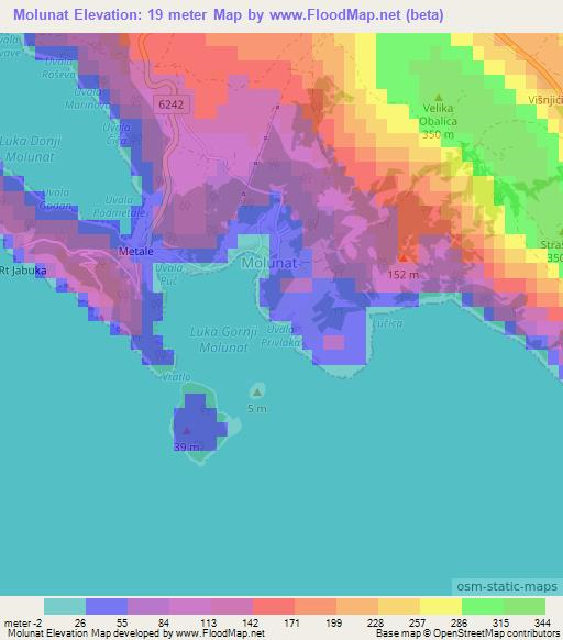 Molunat,Croatia Elevation Map